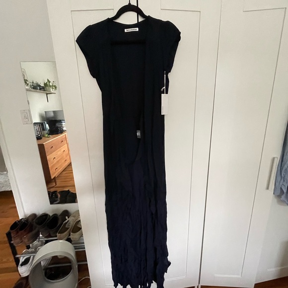 Reformation Chamomile Wrap Dress in Navy - Picture 2 of 7